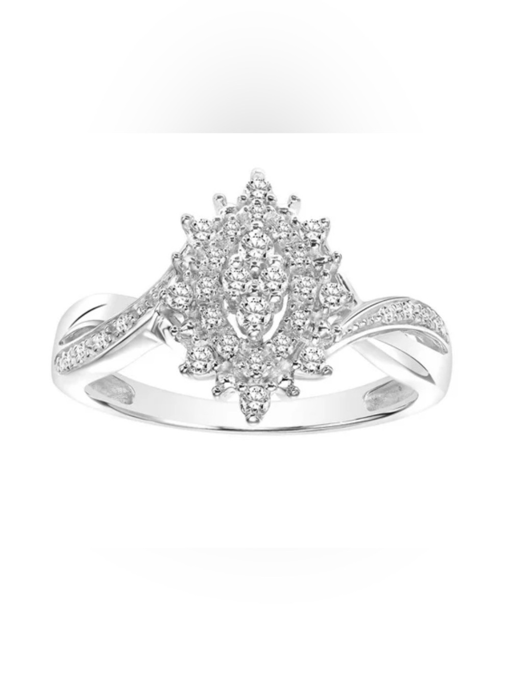 Keepsake 10k White Gold White Diamond Cluster Engagement Ring